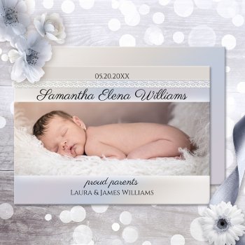 Simple Elegant Baby Photo Birth Announcement by sunnysites at Zazzle