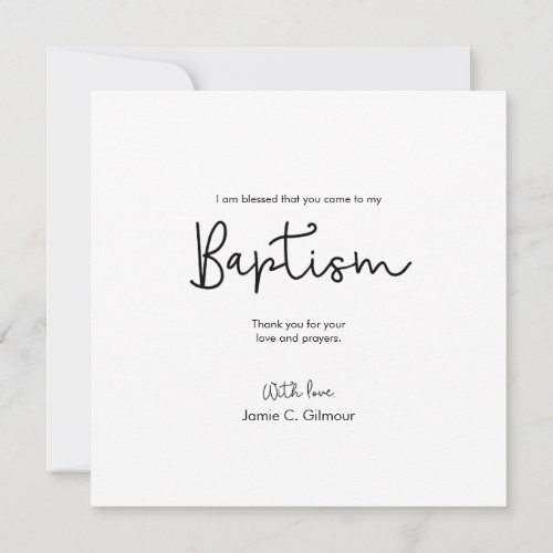 Simple Elegant Baby photo custom Baptism Thank You Card