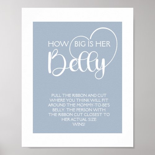Simple Elegant Baby Shower How Big is Her Belly Poster