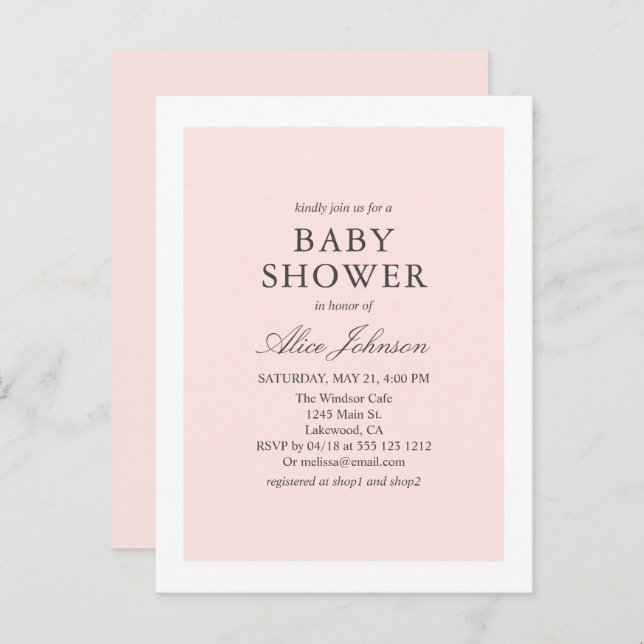 Simple Elegant Baby Shower Invitation Postcard (Front/Back)