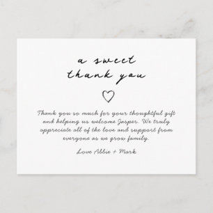Simple elegant baby thank you card