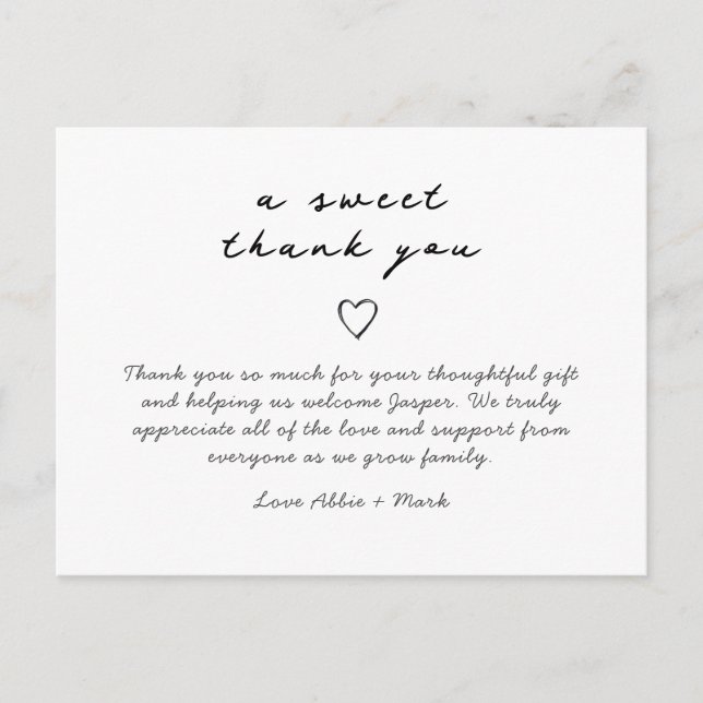 Simple elegant baby thank you card (Front)