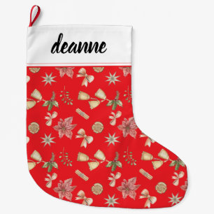 Simple Elegant Baby's First Christmas Christmas Large Christmas Stocking