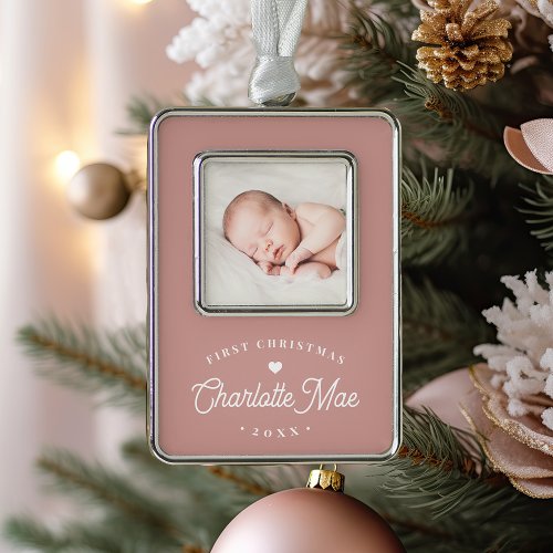 Simple Elegant Babys First Christmas Photo Christmas Ornament