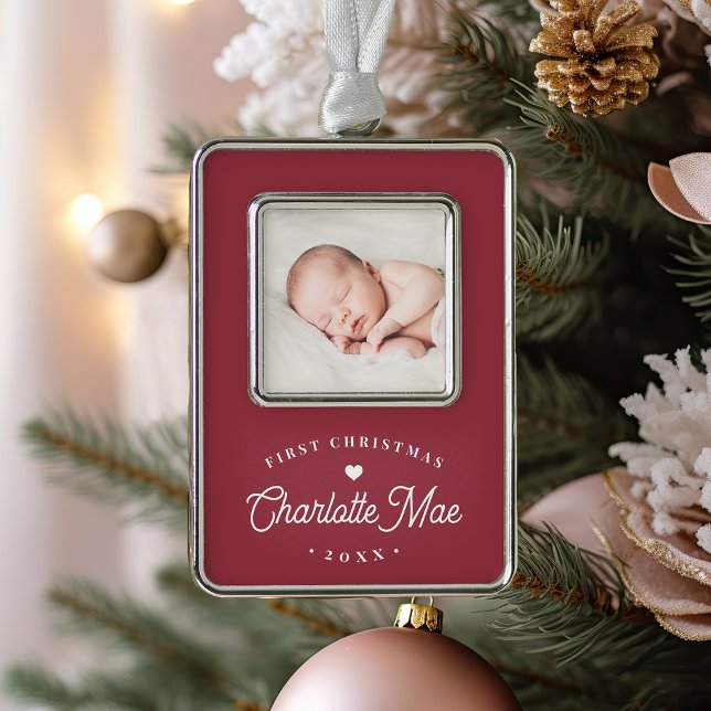 Simple Elegant Baby's First Christmas Photo Ornament (Creator Uploaded)