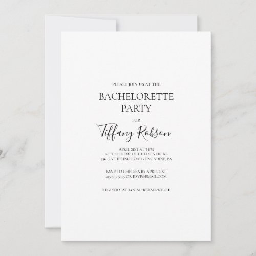 Simple Elegant Bachelorette Party Invitation