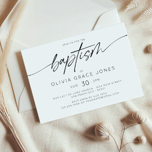 Simple Elegant Baptism Christening Script Invitation