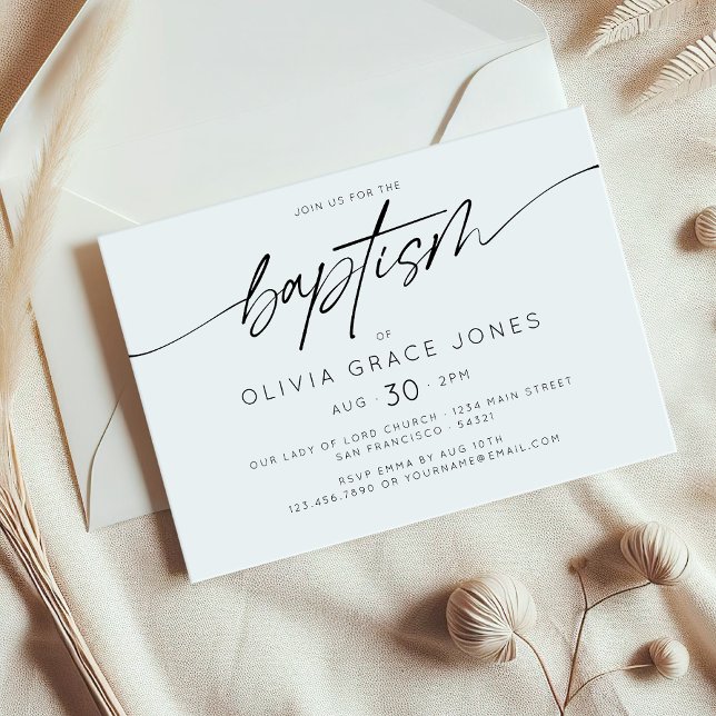 Simple Elegant Baptism Christening Script  Invitation (Creator Uploaded)