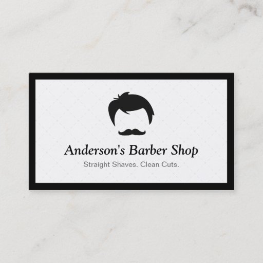 Customizable Simple Elegant Barber Shop Logo Modern Black White Business Card