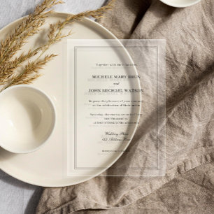 Simple Elegant Basic Minimal Neutral Frame Wedding Acrylic Invitations