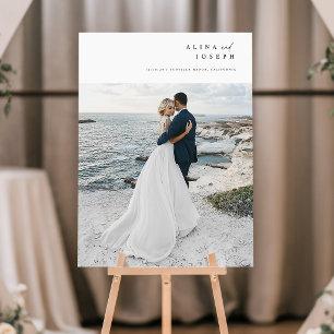 Simple Elegant Beach Photo Wedding Welcome Foam Board