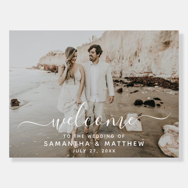 Simple Elegant Beach Wedding Welcome Sign (Front)