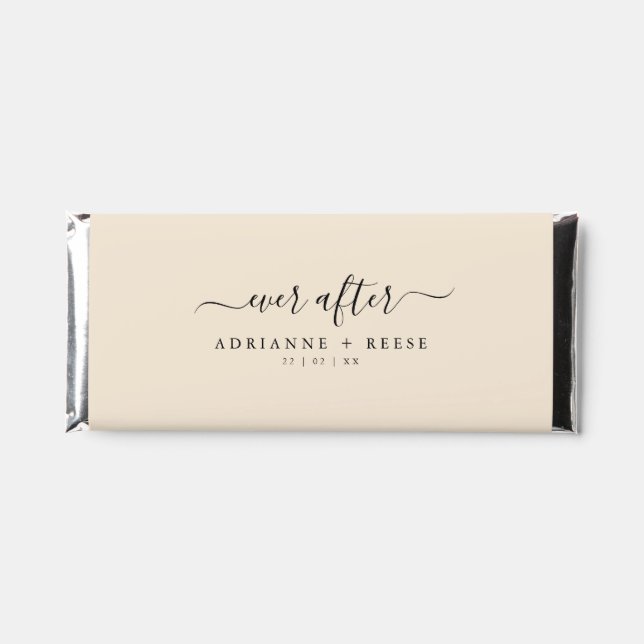 Simple Elegant Beige and Black Wedding Hershey Bar (Front)
