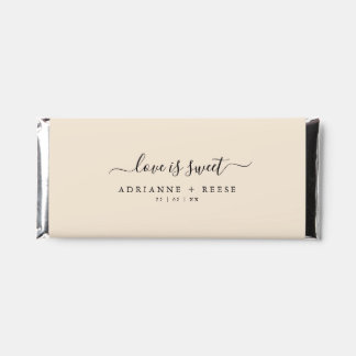 Simple Elegant Beige and Black Wedding Hershey Bar