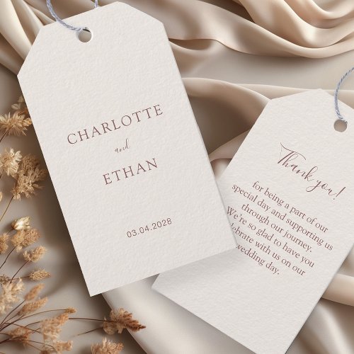 Simple elegant beige invitation gift tags
