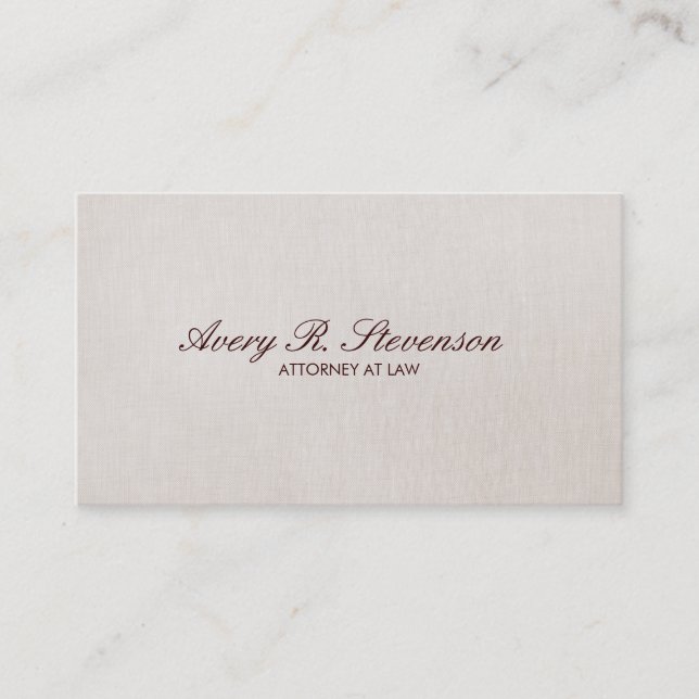 Simple Elegant Beige Linen Look Business Card (Front)
