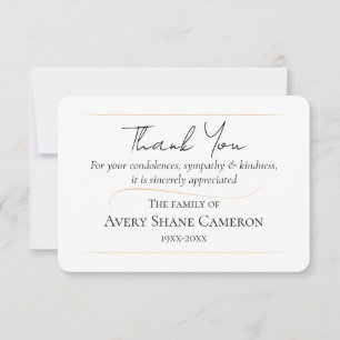 Simple, Elegant, Bereavement Flat Thank You Card