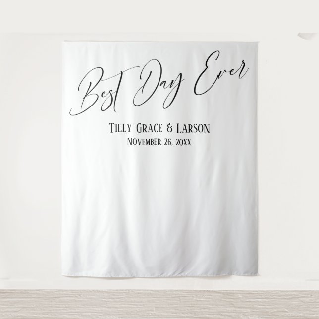 Simple Elegant Best Day Ever Photo Backdrop (Front)