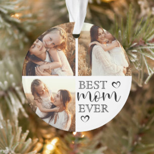 Simple Elegant Best Mom Ever Cute Photo Collage Ornament