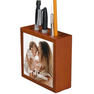 Simple Elegant Best Mom Ever Photo Desk Organizer