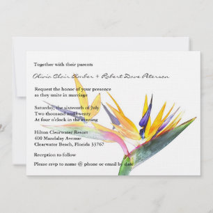 Simple Elegant Bird of Paradise Floral Wedding Invitation