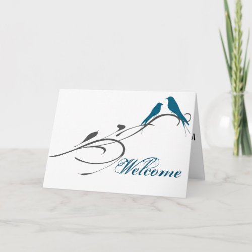 Simple Elegant Birds Swirl Welcome Card