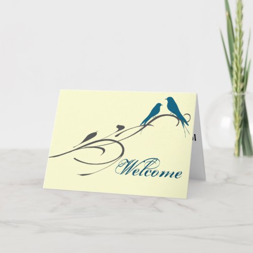 Simple Elegant Birds Swirl Welcome Card