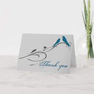 Simple Elegant Birds Swirl Welcome Letterpress Thank You Card