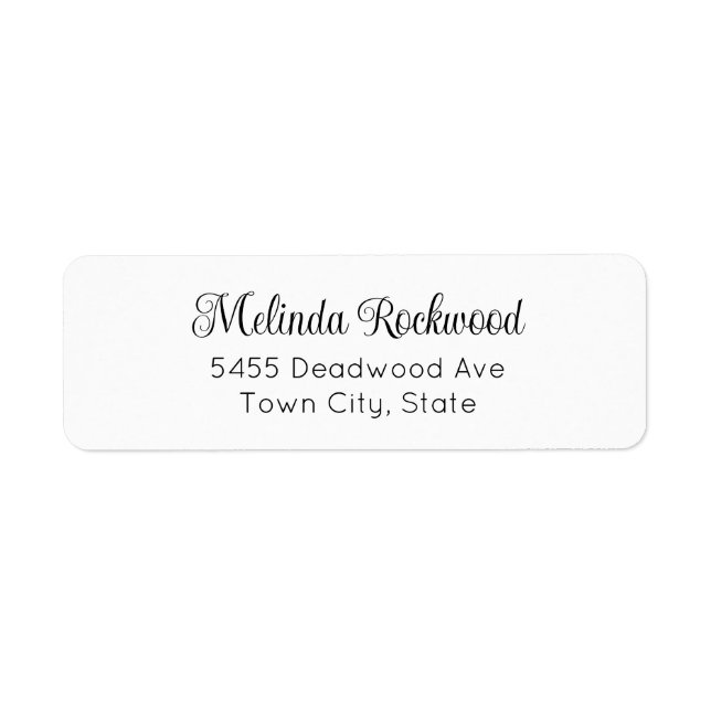 Simple & Elegant Black 2-Line Return Address Label (Front)