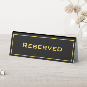 Simple Elegant Black And Gold Color Reserved Text Table Tent