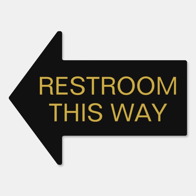Simple Elegant Black and Gold Direction Restroom  Sign (Front)