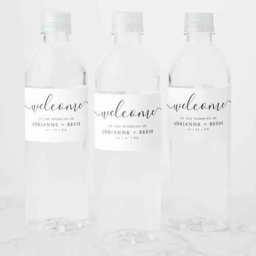 Simple Elegant Black and Wedding Water Bottle Labe Water Bottle Label