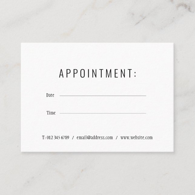 Simple Elegant Black and White Appointment Card (Front)