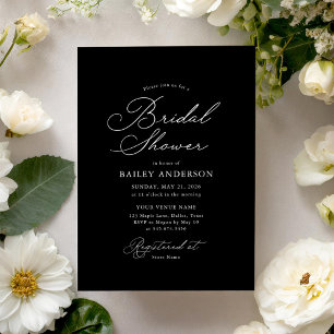 Simple Elegant Black and White Bridal Shower Invitation