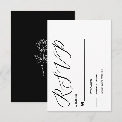 simple elegant black and white classic  rsvp  CARD