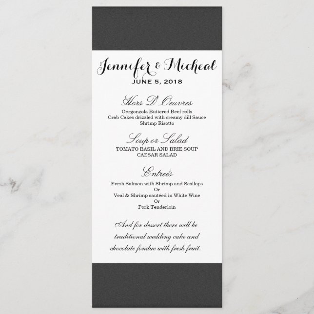 Simple Elegant Black and White Design Menu (Front)