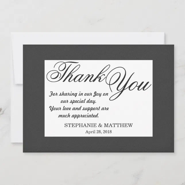 Simple Elegant Black and White Design Thank You Card | Zazzle