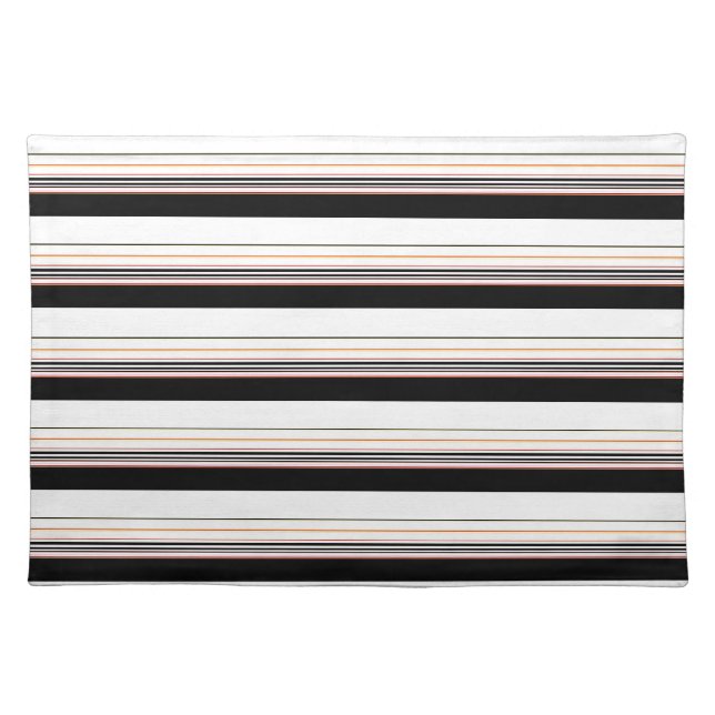 Simple Elegant Black and White Etc. Stripes Cloth Placemat (Front)