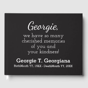 Simple, Elegant Black and White Funeral Guestbook