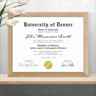 Simple Elegant Black And White Graduate Diploma