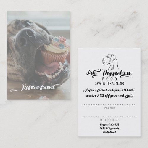 Simple Elegant Black and White Great Dane Referral Business Card