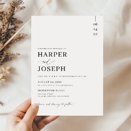 Simple Elegant Black and White Minimalist Wedding Invitation