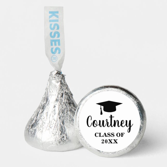 Simple Elegant Black and White Modern Graduation Hershey®'s Kisses® (Front)