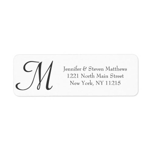 Simple Elegant Black and White Monogram Names Label