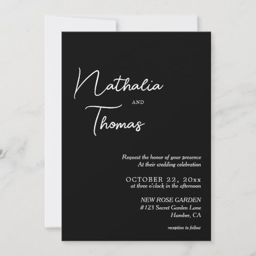 Simple Elegant Black and White Photo Wedding Invitation