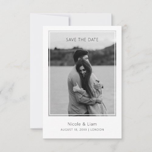Simple Elegant Black and White Photo with message Save The Date