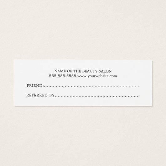 Simple Elegant Black and White Referral Card (Back)
