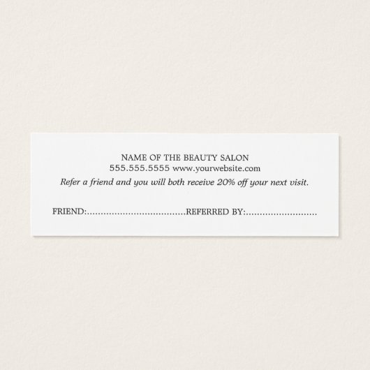 Simple Elegant Black and White Referral Card (Back)