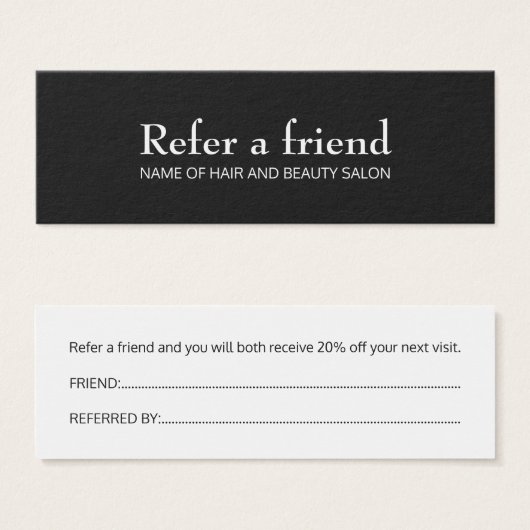 Simple Elegant Black and White Referral Card (Front & Back)