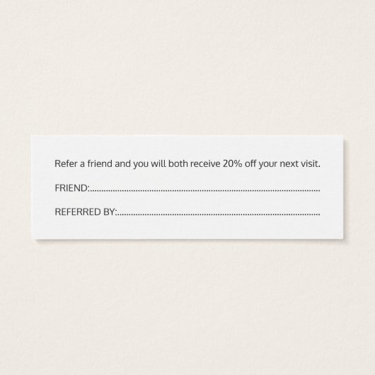 Simple Elegant Black and White Referral Card (Back)